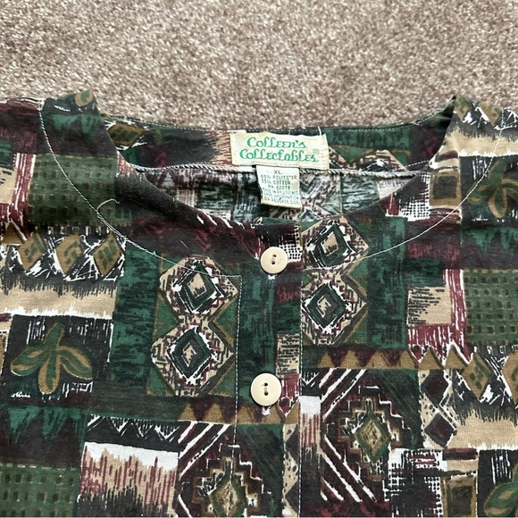Vintage 80s Colleens Collectibles Green Tribal Print Short Sleeve Romper Size XL - Picture 3 of 16